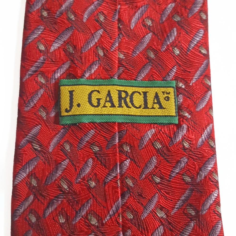 J. Garcia Sun Movement Mens Novelty Silk Tie Red - Picture 5 of 7